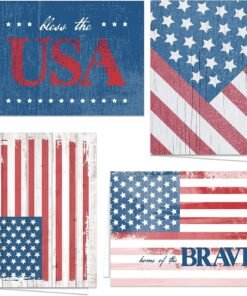 500PCS Patriotic USA Greeting Cards – Rustic Flag Designs on Premium Cardstock