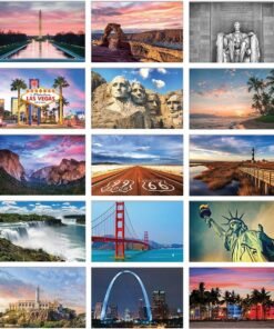 100PCS US Landmarks Postcard Collection – Vintage-Style Famous Attractions