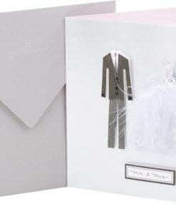 5PCS Signature Wedding Card – Mr. and Mrs. Tuxedo & Gown Design with a Coordinating Envelope