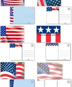 500PCS Patriotic USA Postcards – Assorted Flag Designs for Mailing