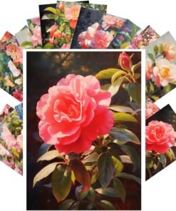 50PCS Vintage Postcards (4"x6") Vibrant Camellia Blooms