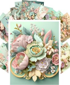 50PCS Vintage Postcards (4"x6" each) Rococo Flower Bouquets