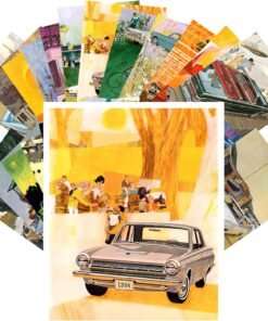 50PCS Vintage PostCards Classic Car American Advertising Poster Ads Seventies